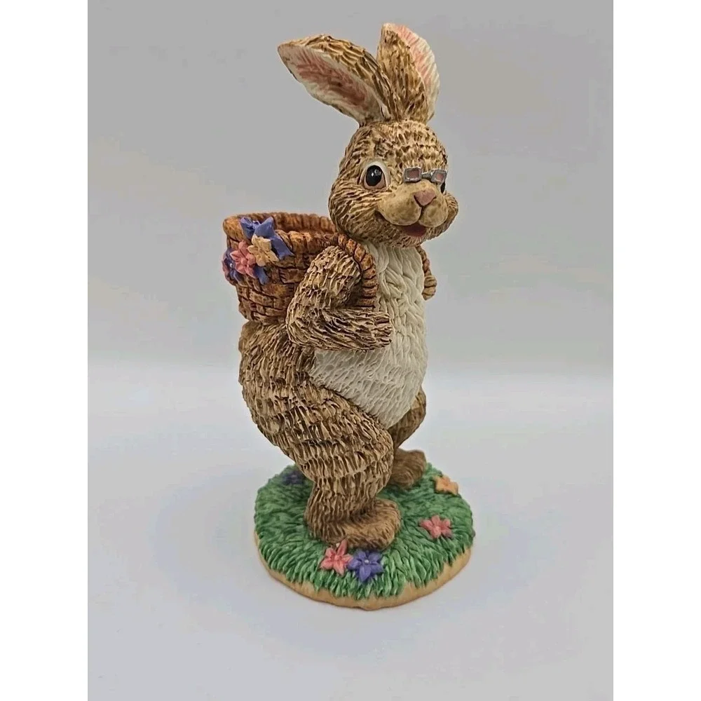 Dept 56 Vintage Easter Bunny Figurine Rabbit Basket Retired Resin